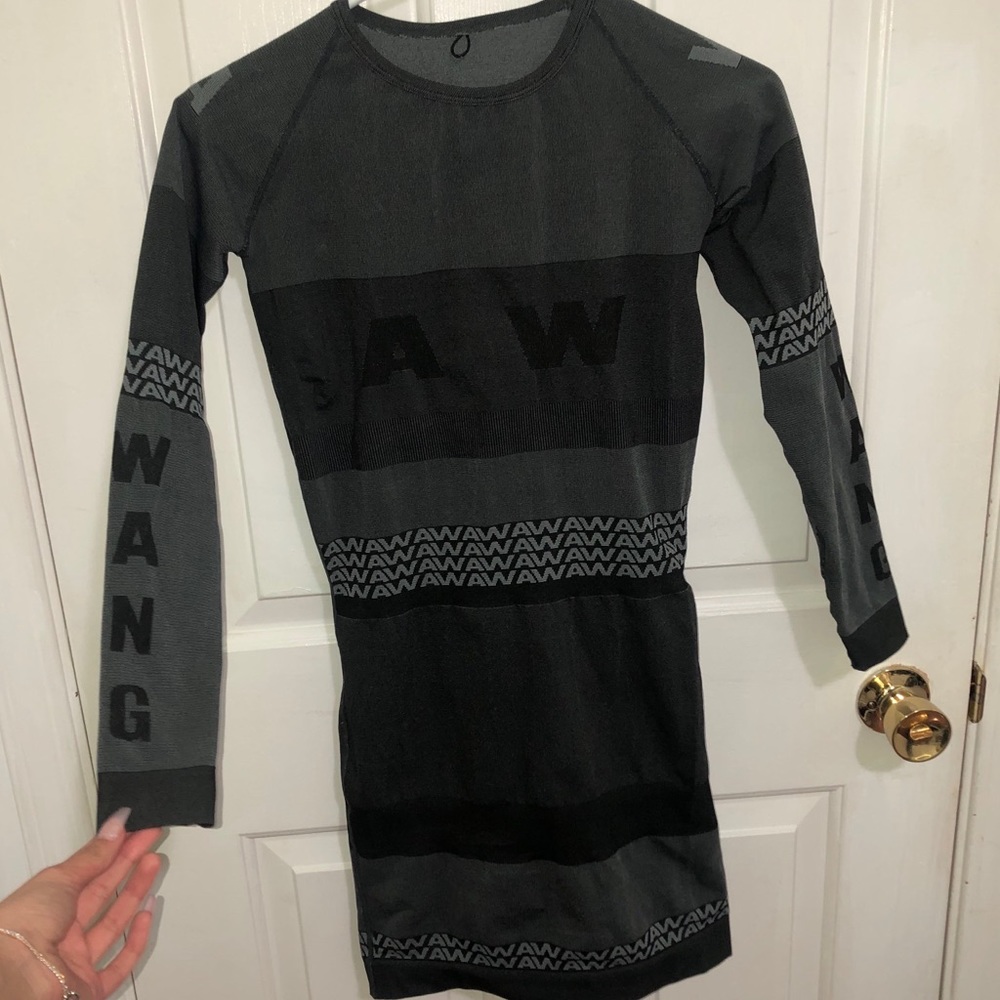 Alexander Wang Black and Gray Long Sleeve Bodycon Dress